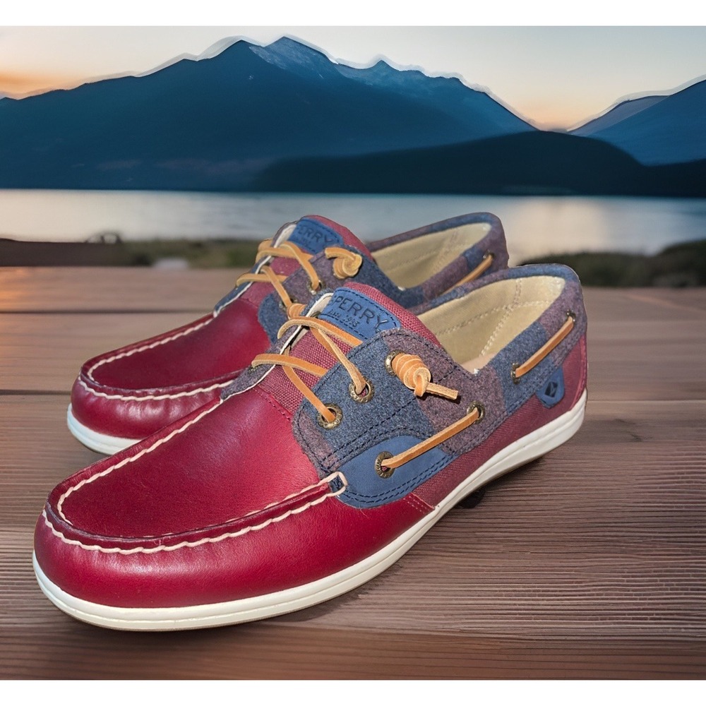 Sperry Songfish Varsity Boat Shoes Women 10 Maroon Wool Acrylic Preppy
